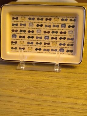 Vintage Papel Giftware Ceramic Men's Valet Tray Bow Ties Catch All Dish